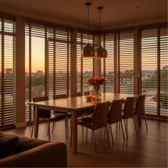 Ambiente com cortina wave sob medida instalada pela Maravilha Cortinas